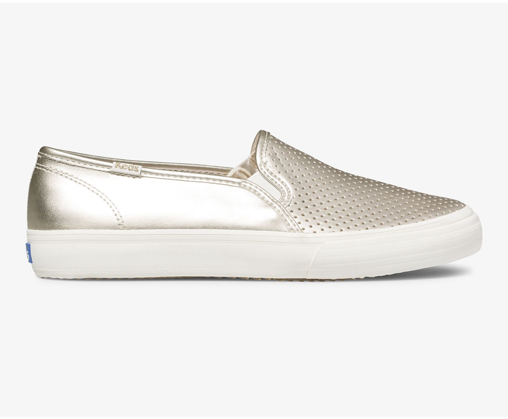 Slip Ons Keds Mujer Doradas - Double Decker Metallic - 982-XKOFDJ